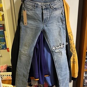 Ksubi Faded Blue Denim with Logo Patch